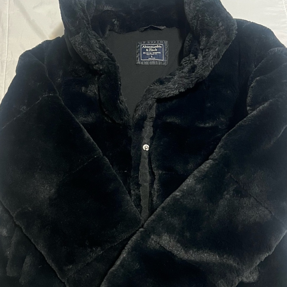 Abercrombie & Fitch Black Faux Fur Jacket